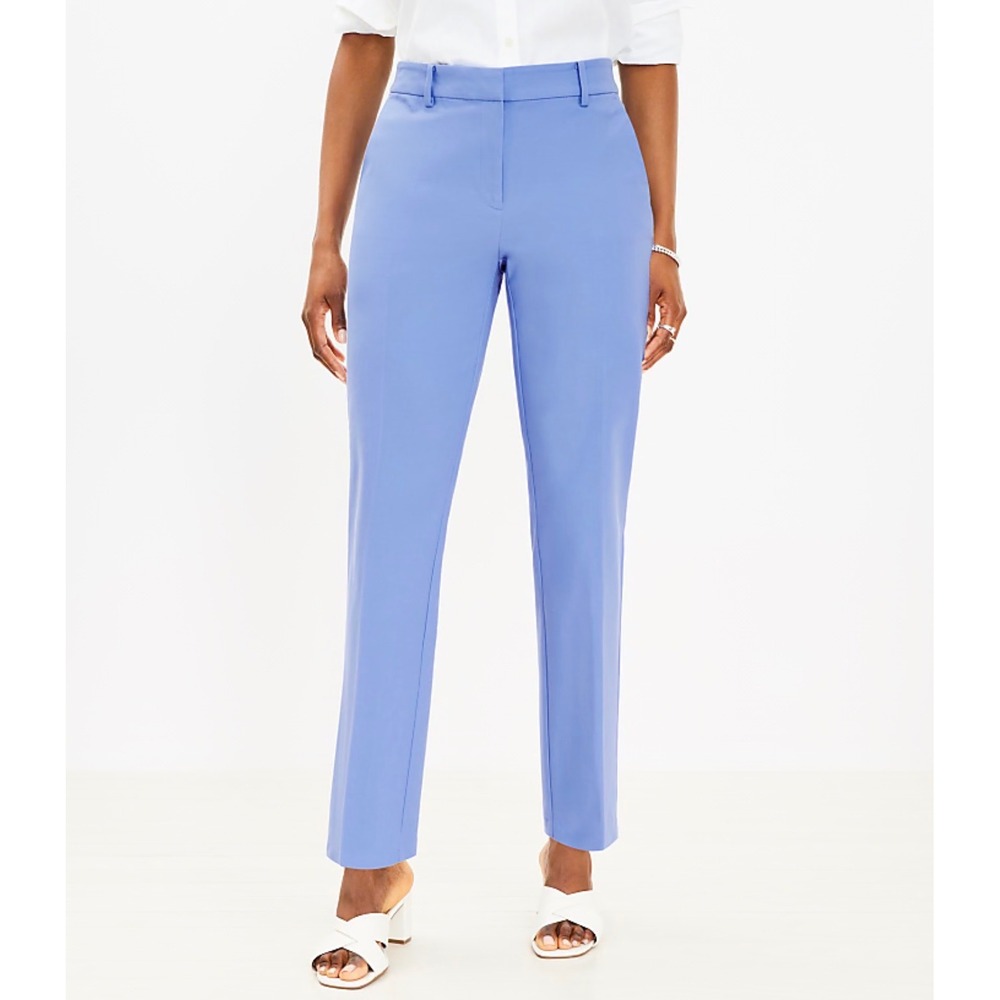 Ann Taylor LOFT Julie The Riviera Pant Womens Blue Straight Leg Trousers